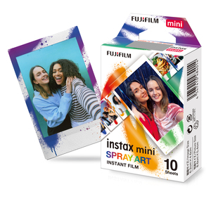 Sofortbildfilm für Fujifilm Instax mini Kameras und Polaroid D 300 Kameras, Bildformat: 62x46 mm, 10 Aufnahmen farbig mit Grafittidesign im Rahmen